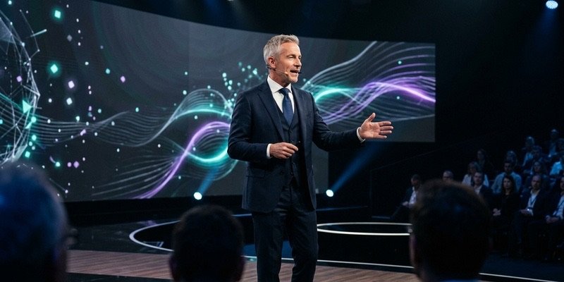 Corporate event production — LED videowall and executive stage