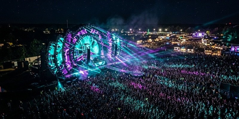 Festival production — large-scale outdoor stage with LED lighting
